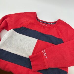 VTG‎ Tommy Hilfiger Sport Big Logo Color Block Crewneck Sweatshirt Women's M